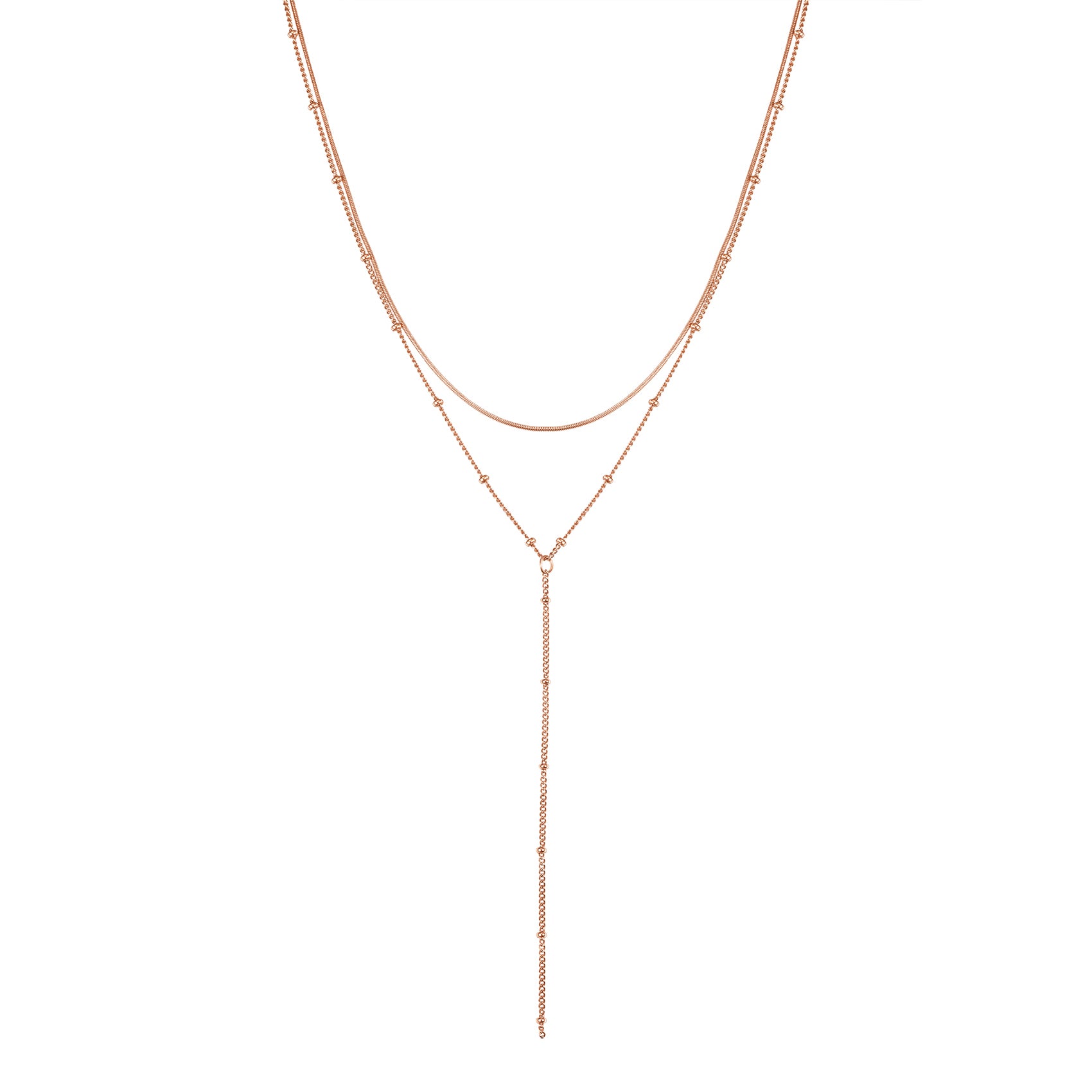 Layered Snake and Satellite Chain Y Necklace